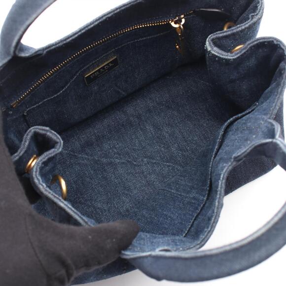 PRADA CANAPA Tote Bag Navy Blue Denim - Picture 3 of 7
